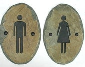 SLATE Bathroom Signs / Stone / Door Plaque / Ladies men / Restroom