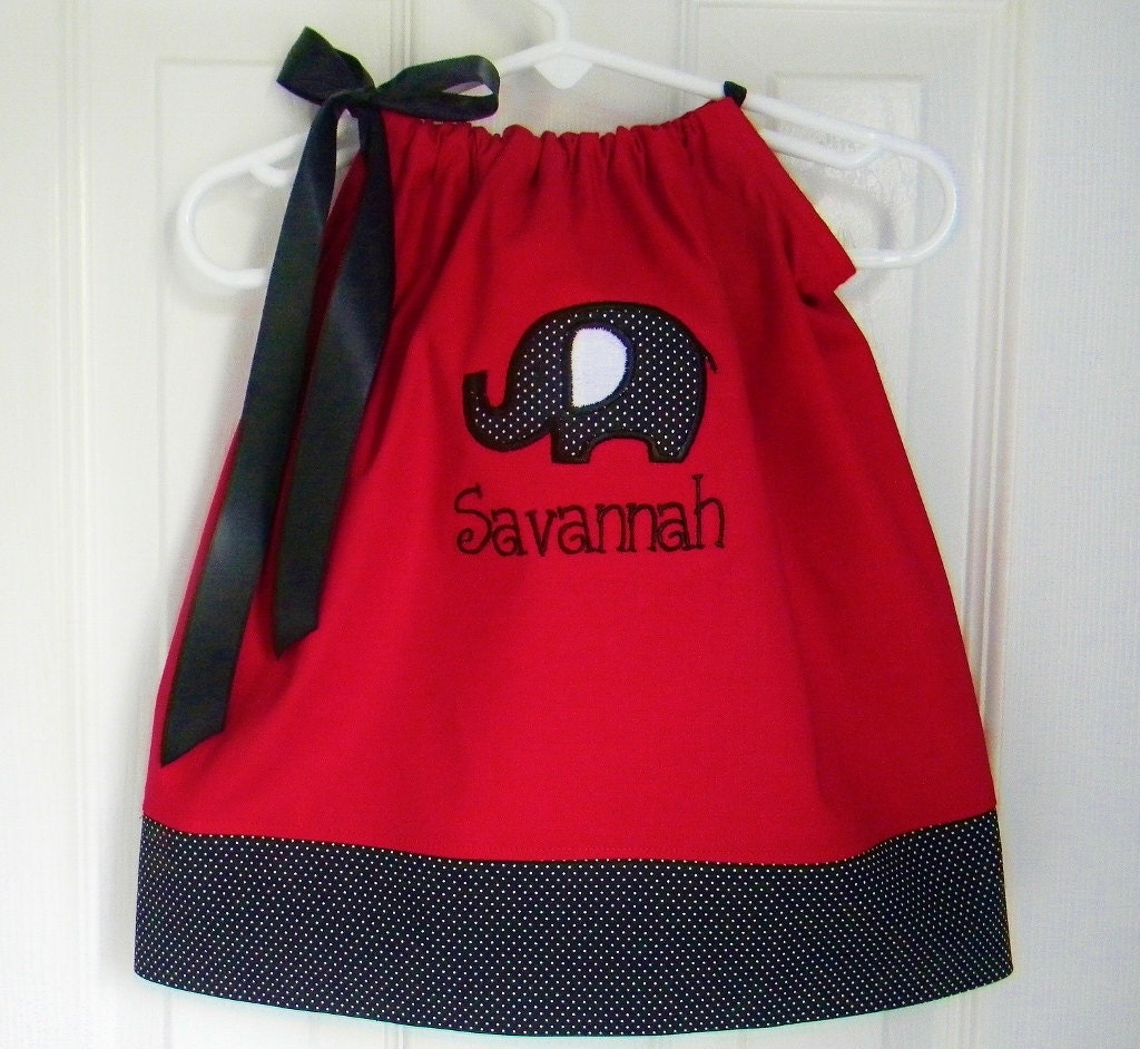 Children Pillowcase Dress in Red and Black