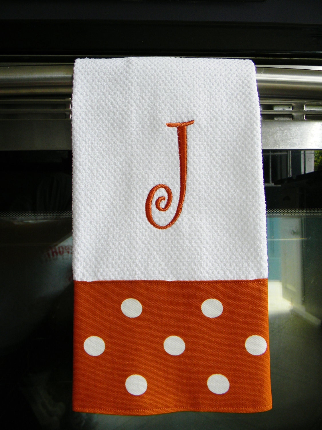 Monogrammed Kitchen Towel or Hand Towel - Orange