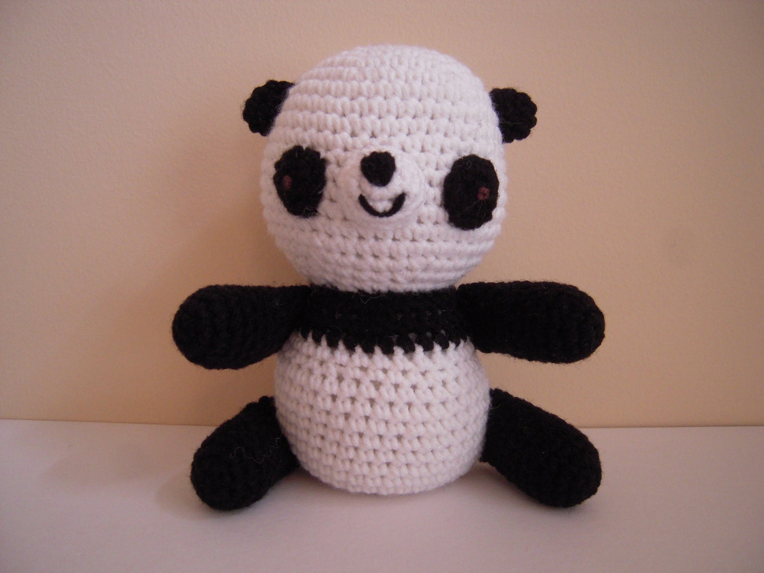Crocheted Stuffed Amigurumi Panda Bear by juliescraftcorner