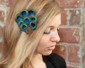 Glam Vintage Peacock Fan Fascinator Hairclip