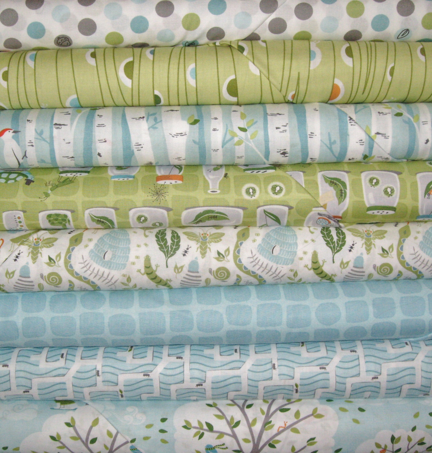 LAST Fat Quarter Set of 8 Backyard Baby by Patty Sloniger for Michael Miller Fabrics