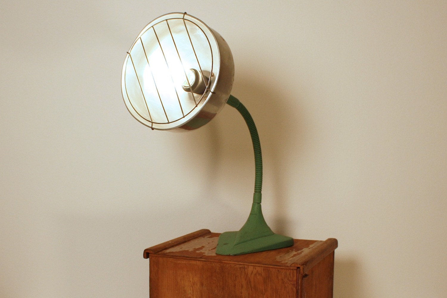 Vintage Green Reworked Metal Desk Lamp