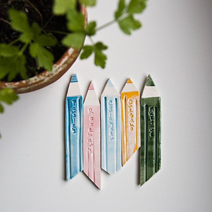 gargen markers, herb and vegetable stakes, unusual, unique, fun and quirky urban garden decoration