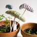 3 garden markers, green HAPPY WORMS, indoor and outdoor herb stalks for spring gardener by karoArt ceramics