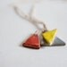 40% OFF SALE, geometric pendant, ceramic jewelry, triangles on plaited, hand-spun, fair trade hemp twine, organic jewelry