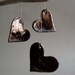 heart ornaments, ceramic hearts. small engagement gift, wedding favor, home decor, valentines gift. chocolate brown.