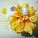 Baby Girl Flower Headband, Baby Headband, Chldren Headband, Photo Prop, Headband / White Rosettes with Yellow Silk Flower
