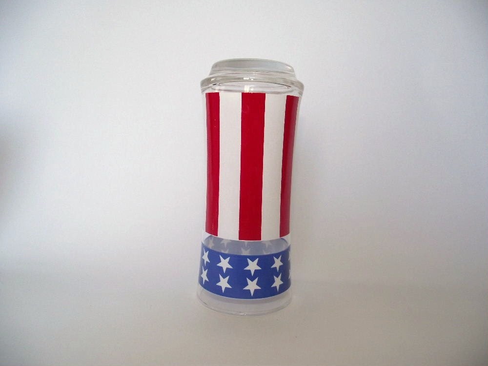 Vintage Patriotic Uncle Sam Hat Bicentennial Hiball Highball Drinking Glasses Set of 6 Day Red White & Blue