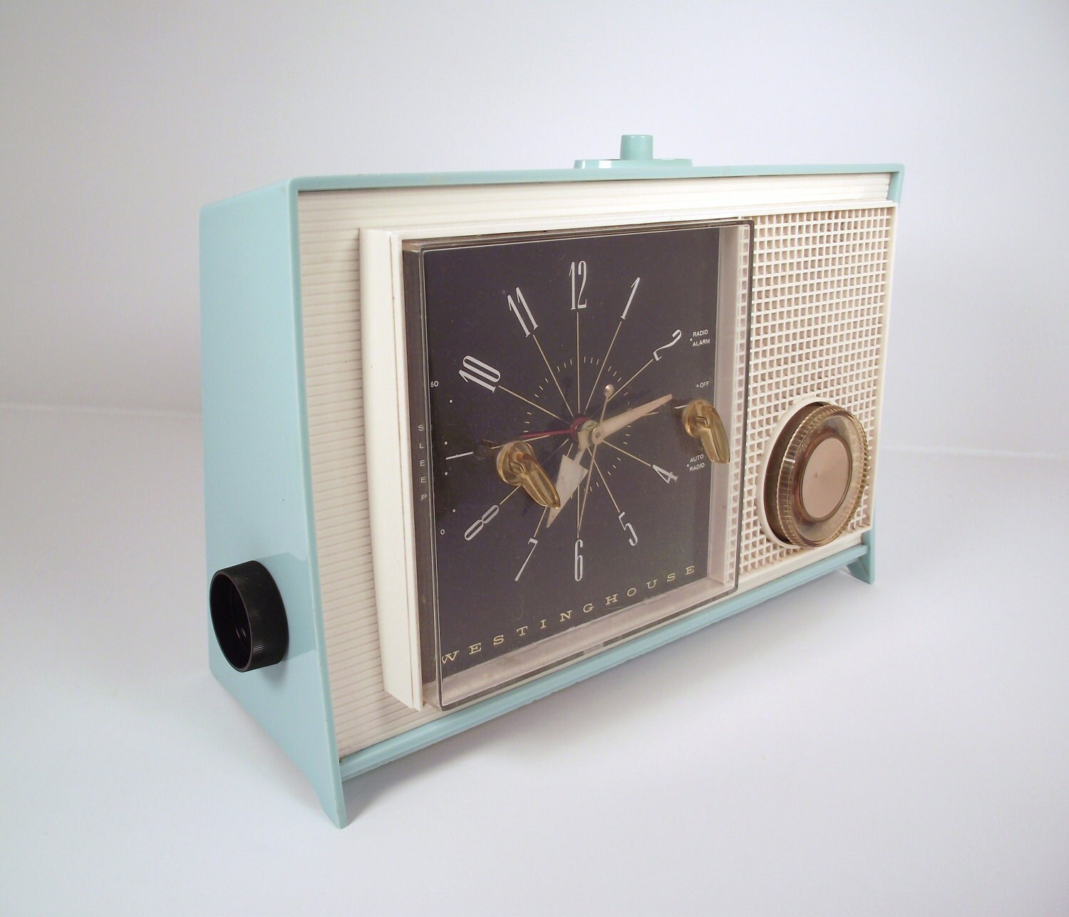 Items similar to Vintage Tube Clock Radio Westinghouse Aqua Mad Men Era