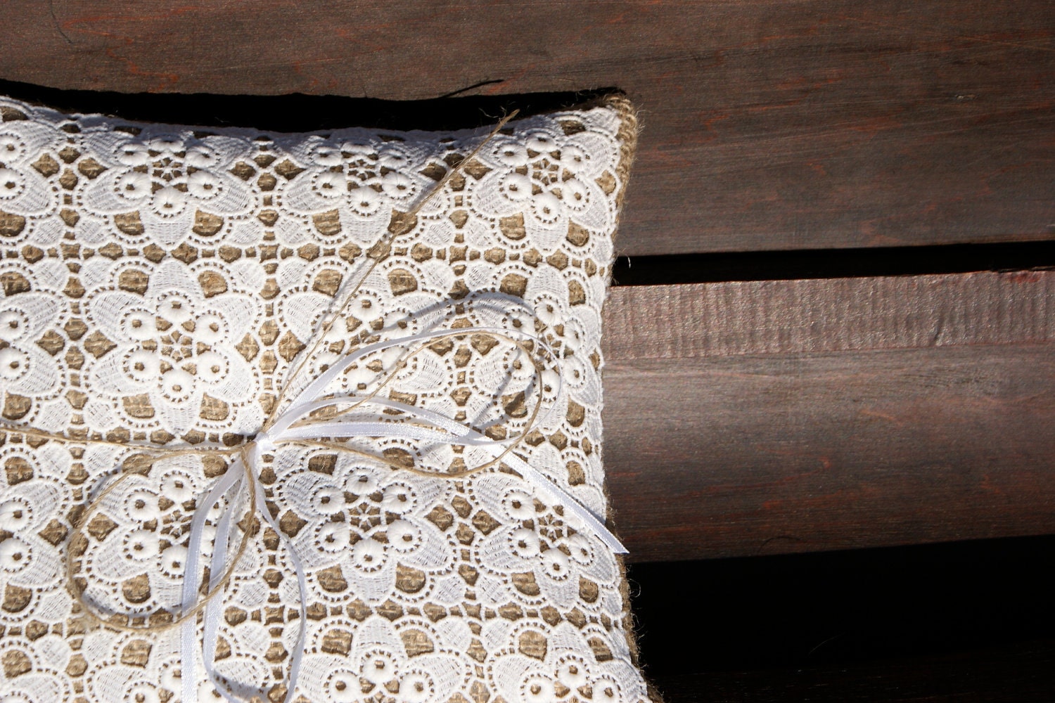 Burlap and lace ring bearer pillow