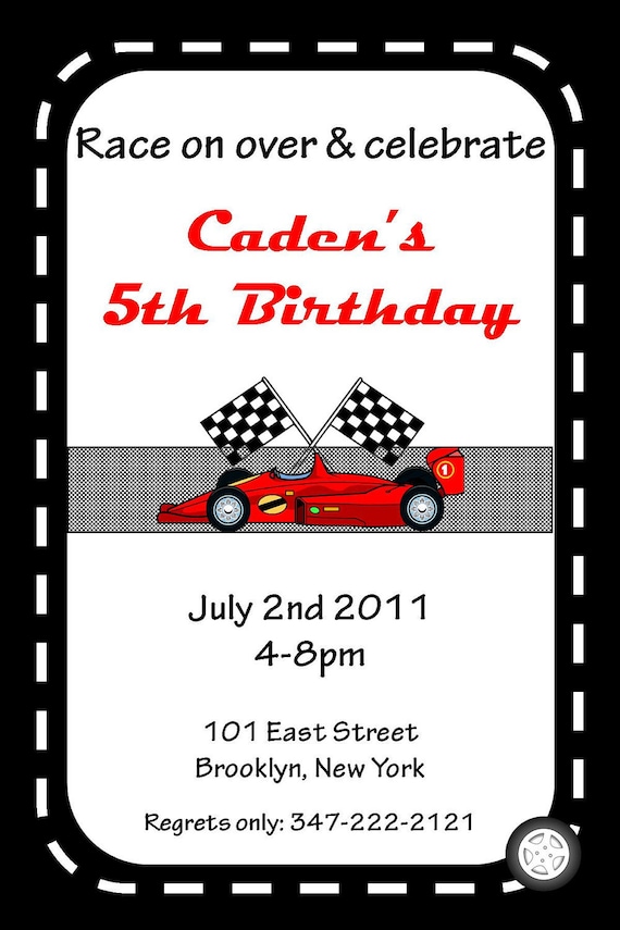 Racing Car Birthday Invitation Free Printable