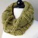 Olive Green Cowl Scarf with Diamond Cable - Ready To Ship