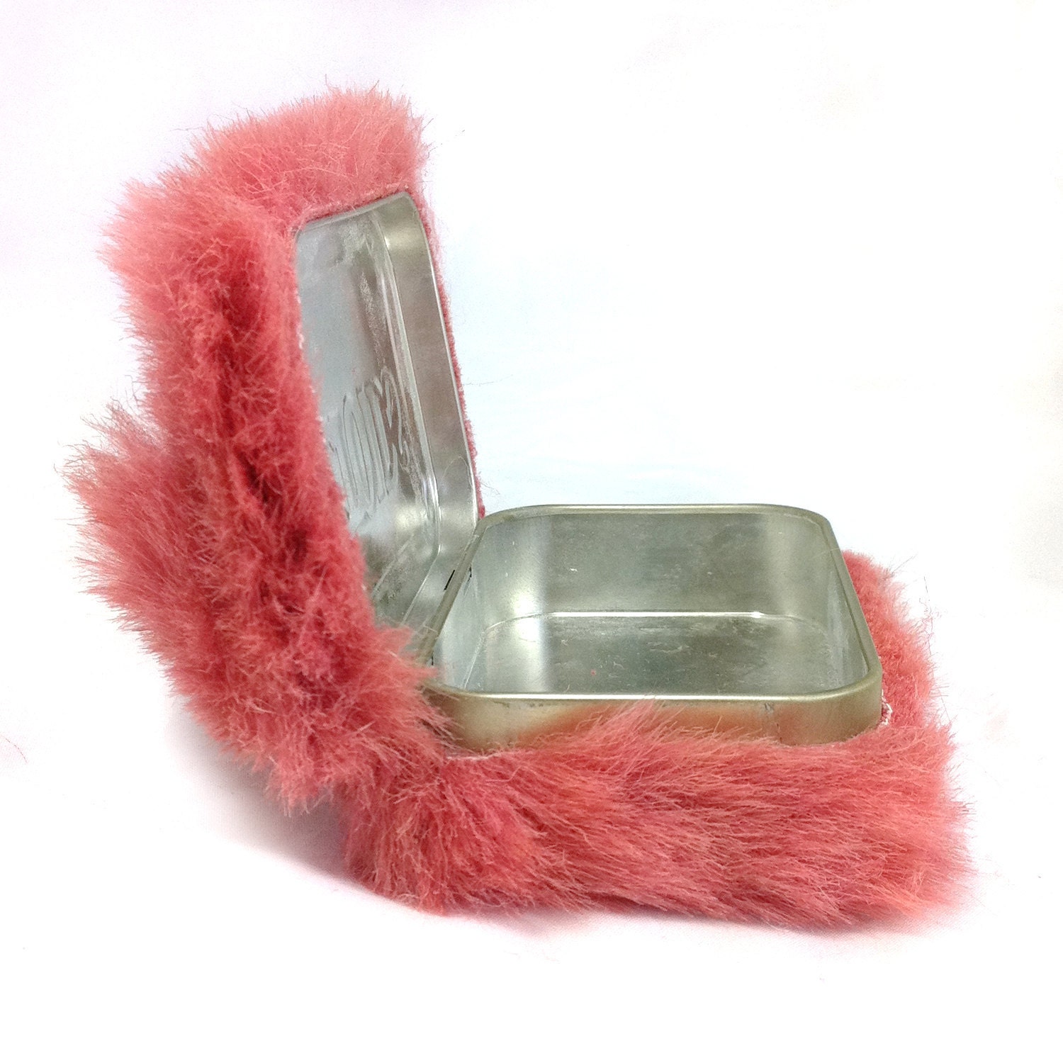 Pat the Eco Friendly Tin Monster - Pink upcycled furry tin storage or gift  - Kawaii