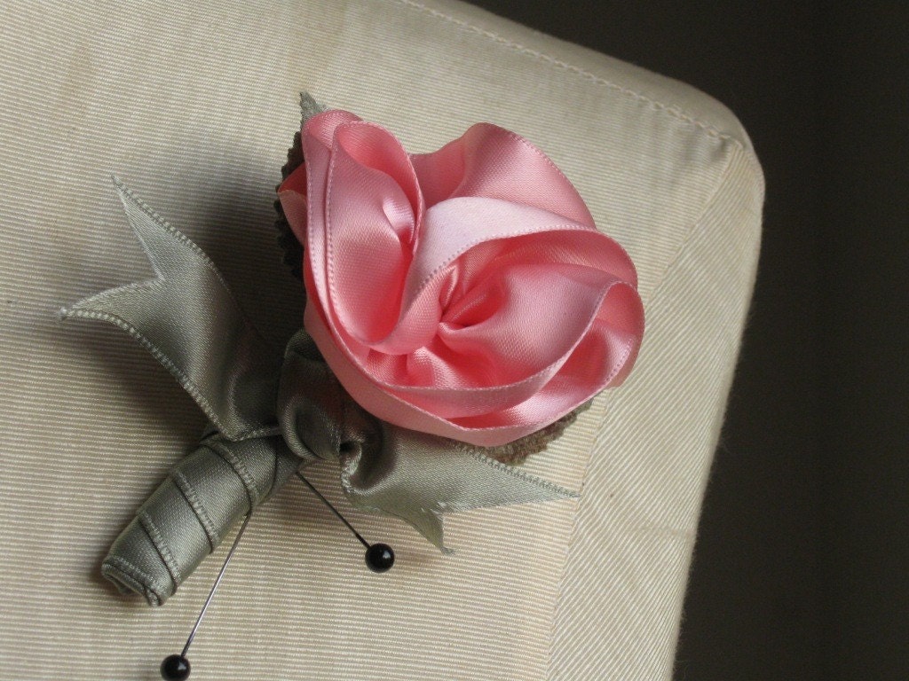 Pink Wedding Boutonniere Bridal