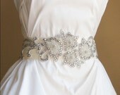 Crystal Sash, Wedding Sash, Bridal Sash, Rhinestone Sash - Floral Swirl