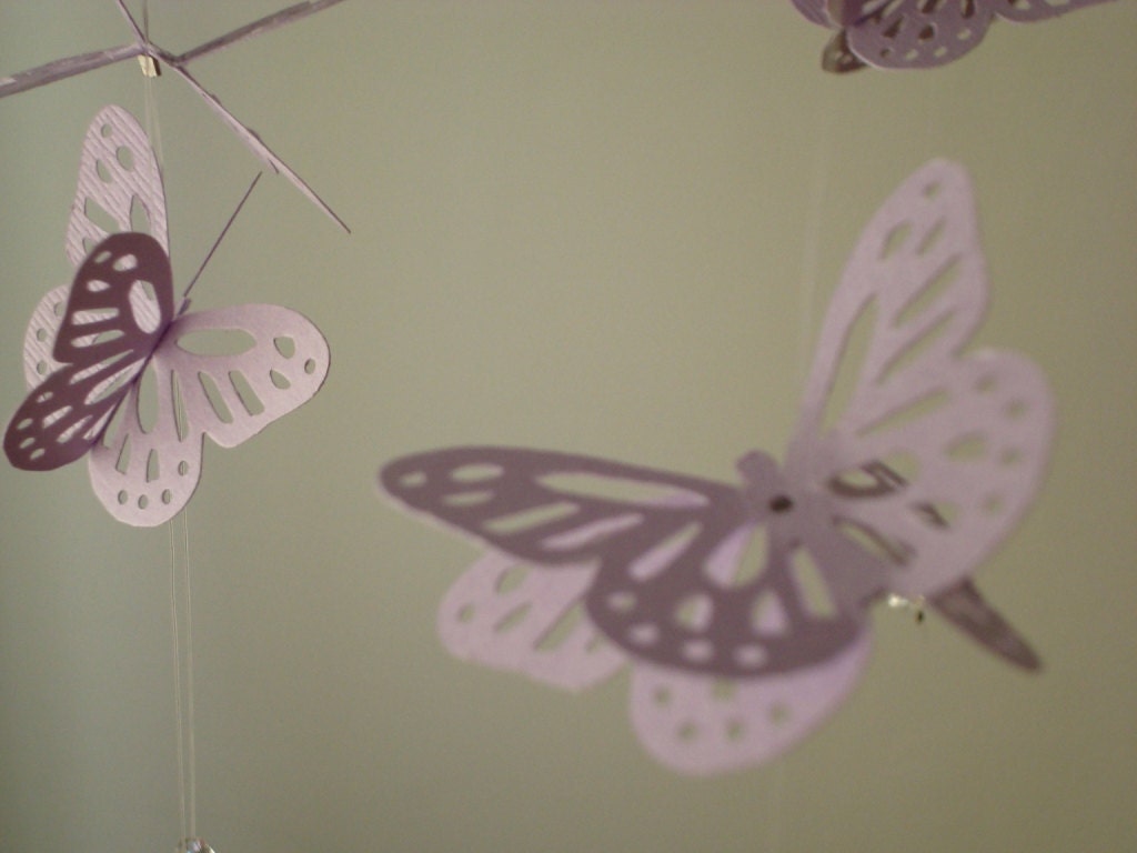 Chandelier Monarch Butterfly Mobile - purple