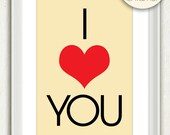 I Heart You (in French Cream, Red, Black) No. 018 - 4x6 Printable Digital Download Collage Sheet. FREE Delivery via email