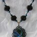 Dragonfly irridescent blue green glass black beads irridescent beads