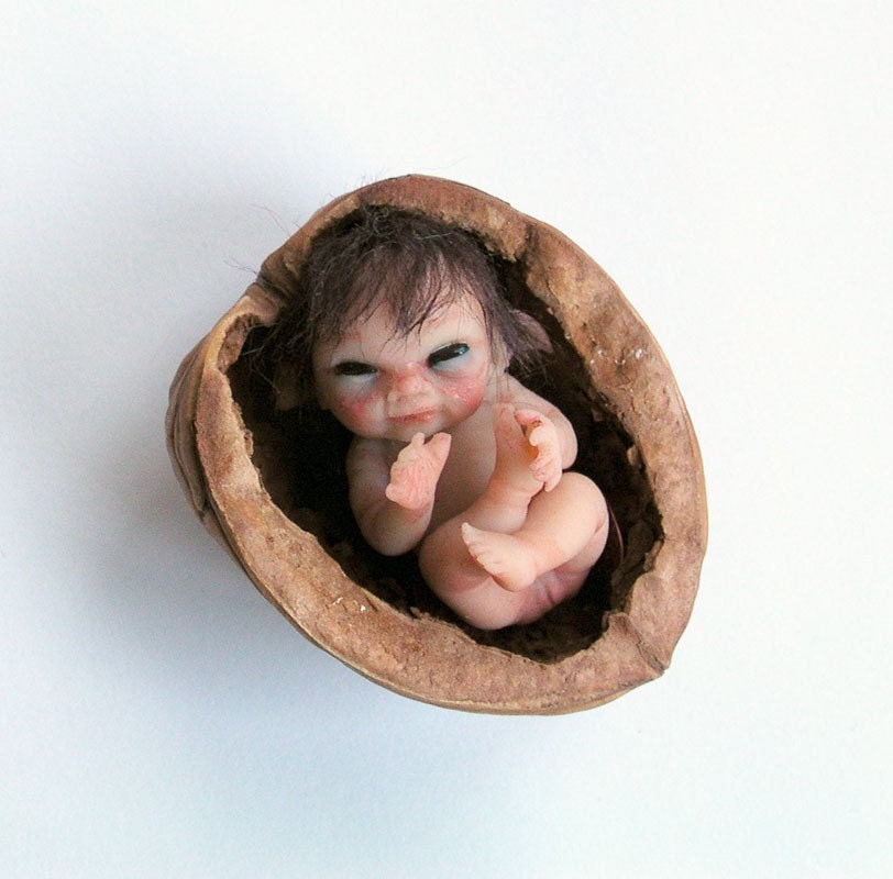 OOAK Miniature Walnut Elf