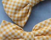 Gold Gingham Bow Tie for boys - clip on