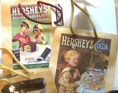 Retro Hershey's gift bags - Vintage Chocolate advertisements - set of four small gift bags for giving or papercrafting