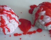 Bloody Zombie Brain Soaps - Set of 2 - You Pick ONE Scent - Vegan bath guest horror decorative