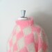 80s Balloon Sleeve Sweater / Pink and White Diamonds / 41" Bust