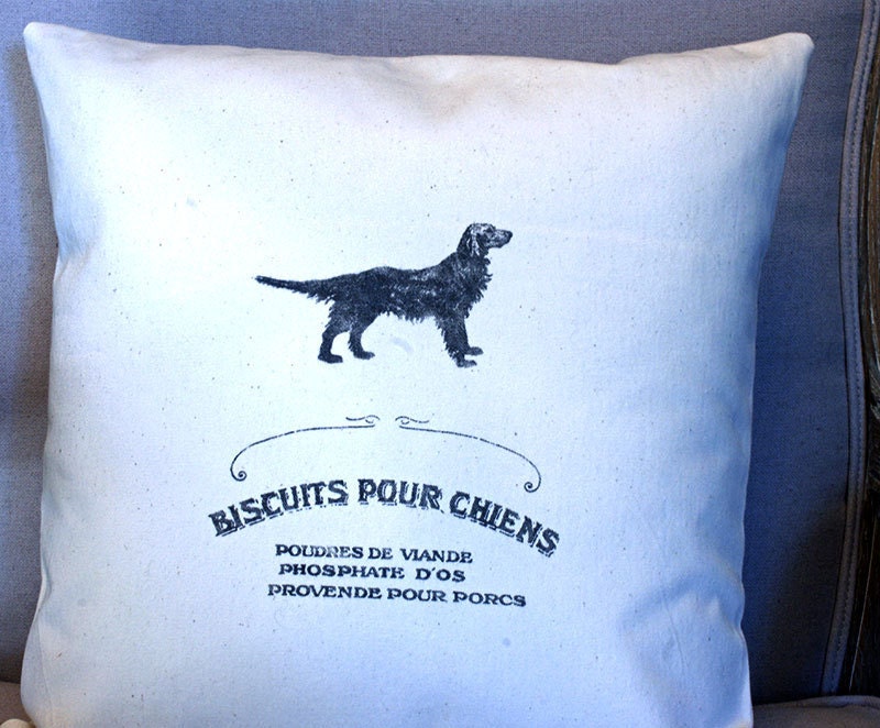 16x16 Dog biscuit image cushion cover, faded shabby style