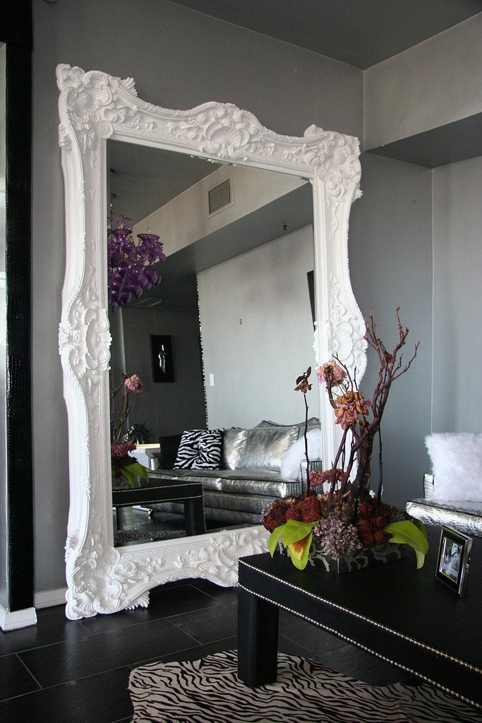 Best Seller Floor Mirror Italian Baroque Rococo Style in Lacquer Finish