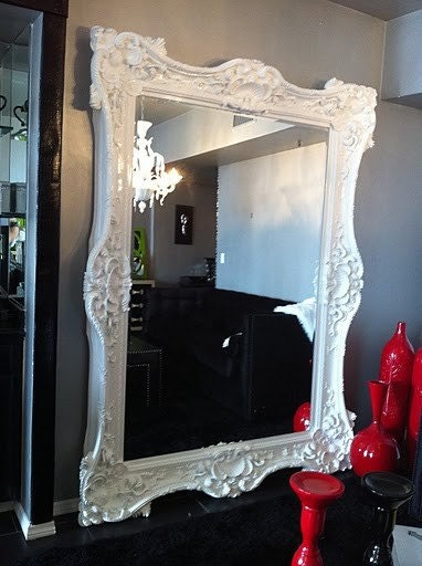 Best Seller Floor Mirror Italian Baroque Rococo Style in Lacquer Finish