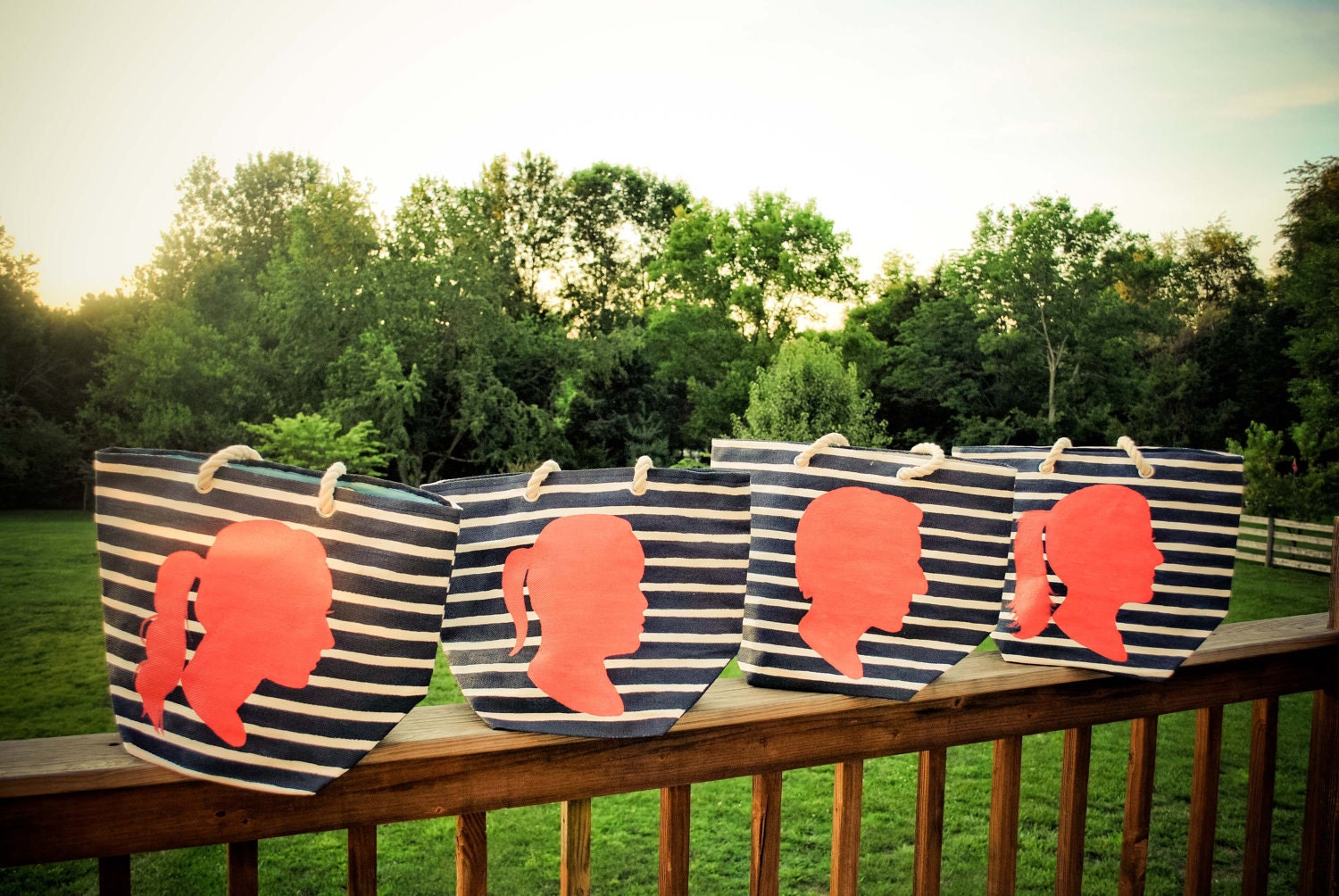 Custom Silhouette Bridesmaid Gift Tote Bag
