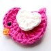 Baby Hair Clip - Baby Girl Hair Clip - Toddler Hair Clip -NEW Hot Pink  Crochet Bird Hair Clip,Girl, Baby, Toddler, Children clippies