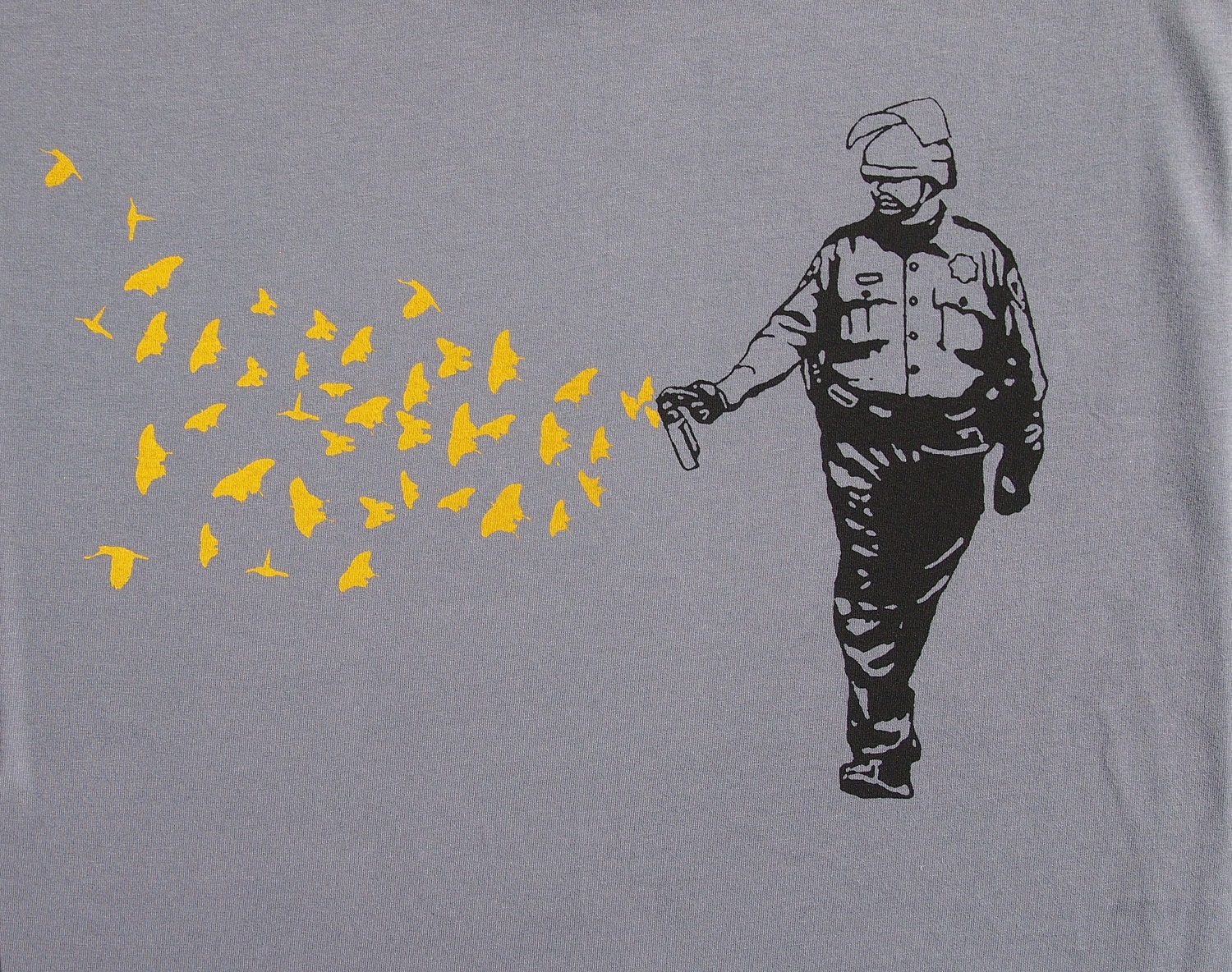 Mens Pepper Spray Cop t shirt -butterflies birds american apparel slate gray, available in S,M, L ,XL, XXL- WorldWide shipping