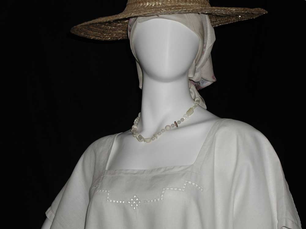 Edwardian White Linen Nightgown or Summer Dress With Cutwork Embroidery - L or XL Size