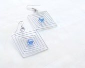 Aquamarine jewelry, geometric jewelry, blue glass Earrings, maze, minimalist jewelry
