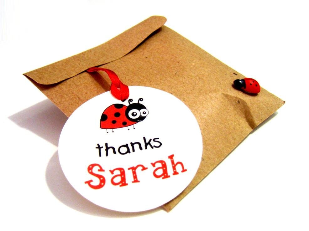 Set of 20 - Personalized Ladybug Gift Favor Tags (Set of 20 - 2 inch circle) Il_570xn