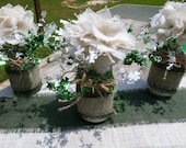 CELTIC WEDDING CENTERPIECES RuSTiC MaSoN/BaLL JAr KiTs, BuRLaP, Twine, Wired Shamrocks, Charm