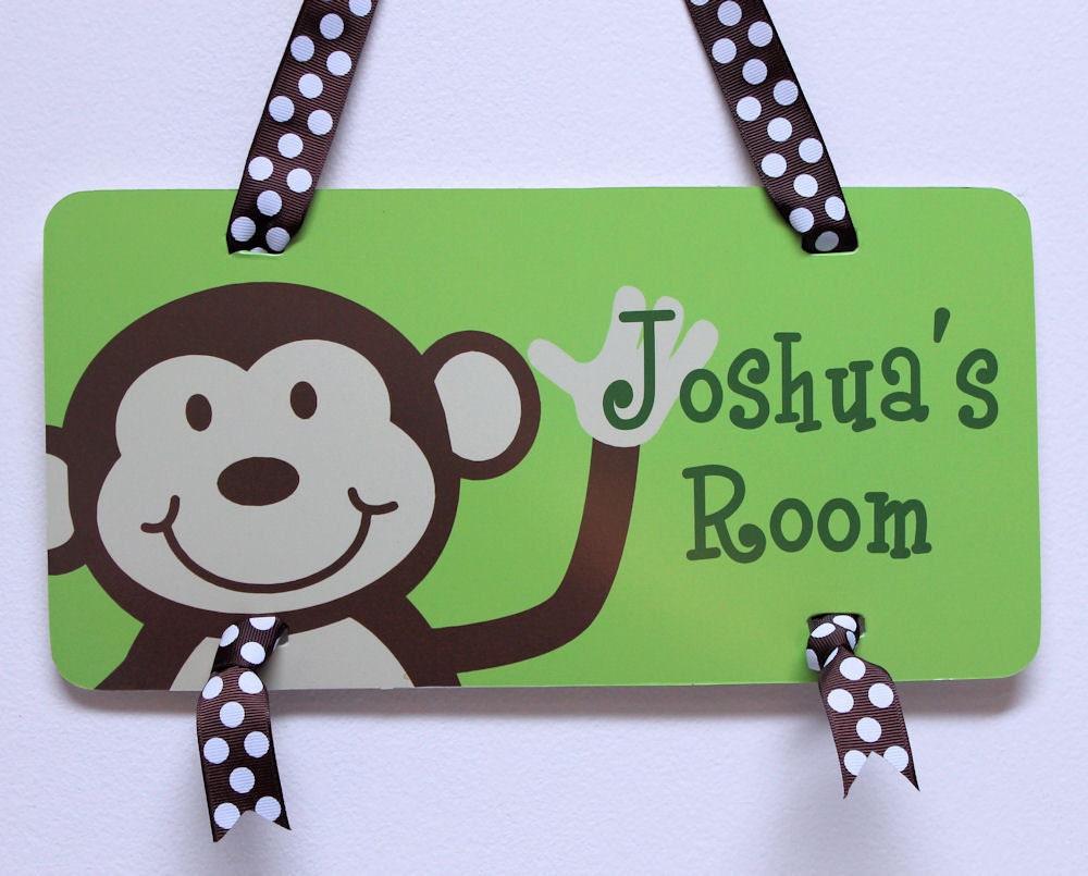 Monkey Jungle Safari Childrens Door Sign Wall Art Decor