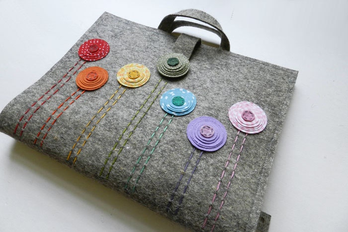 Brush-pen Artist Tote with rainbow flowers