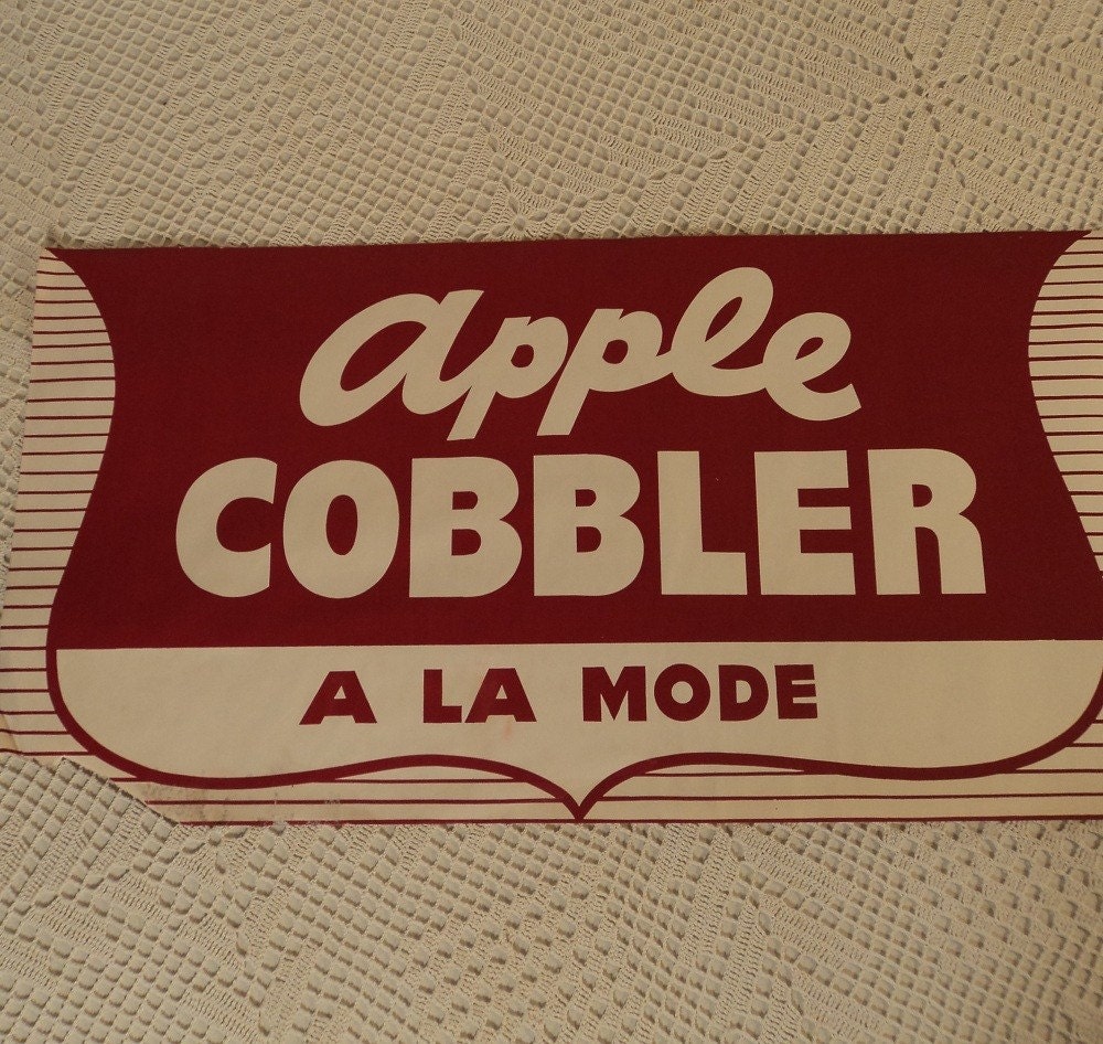 Vintage Apple Cobbler Lunch Counter Sign