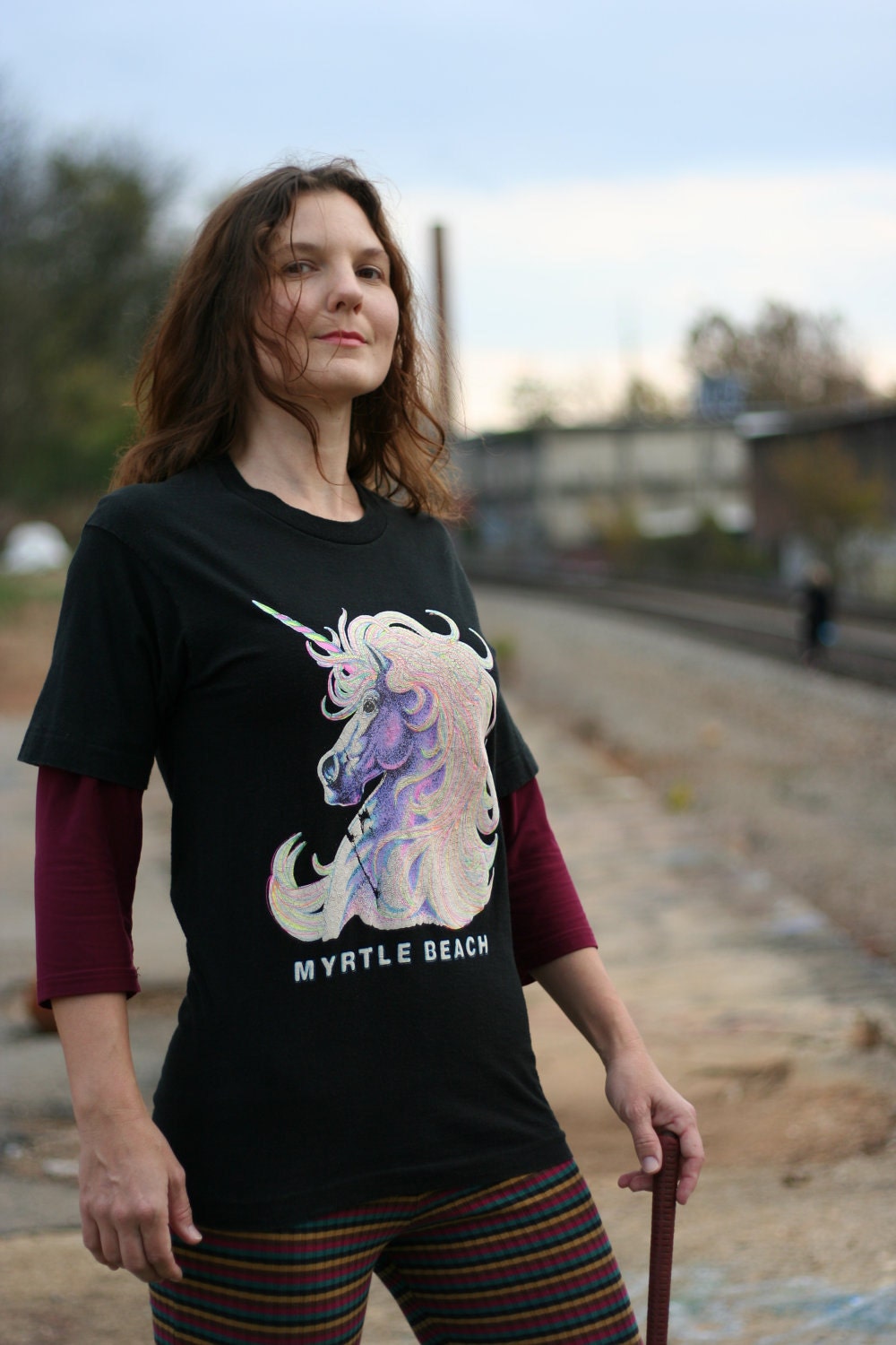 VIRGIN HUNT................black vintage unicorn fantasy tshirt from Myrtle Beach SC