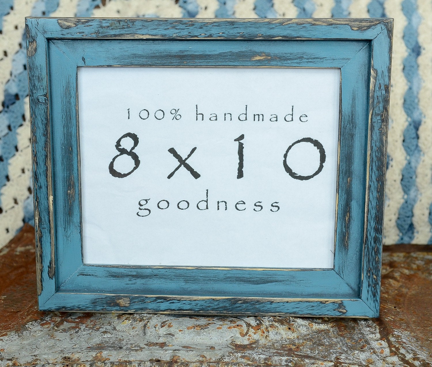 8x10 STACKED Pine Distressed Rustic Picture Frame Ocean Blue......HANDMADE