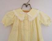 Vintage Baby Jacket / Dress / Coat / Yellow with White Lace and Hearts
