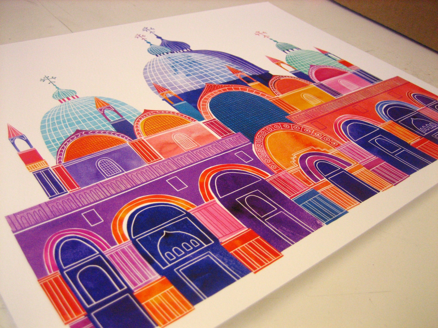 Basilica San Marco Illustration, 14" x 11", Digital Print
