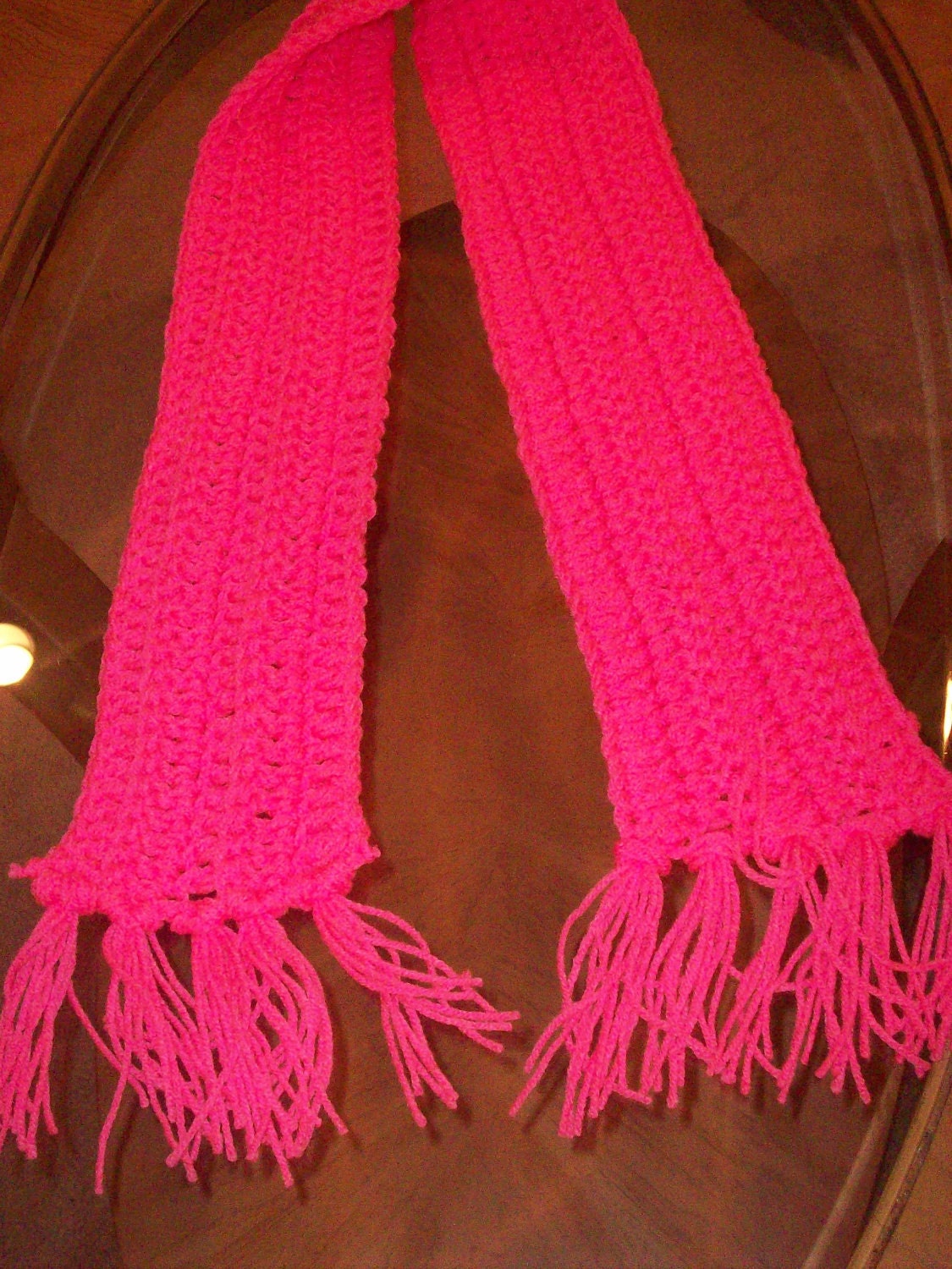 Neon Pink Scarf Bright Pink Scarf With Fringes