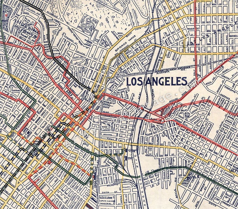 Los Angeles Vintage Map 11 x 14 PRINT City Map Wall  Decor - P243