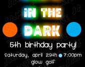 Glow in the dark miniature  golf birthday invitation  ...DIY you print custom photo card by delightfulprints