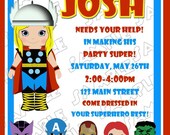 The Avengers birthday invitation thor hulk ironman capt america many colors...DIY you print custom photo card by delightfulprints