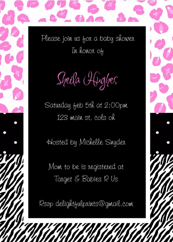 Baby or bridal shower cheetah zebra you print custom digital photo card by delightfulprints Il_570xn
